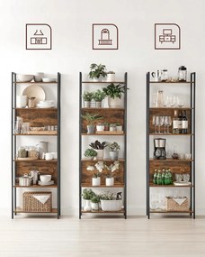 Regał na książki TAYLOR 6 półek 186x60cm, rustykalny brąz