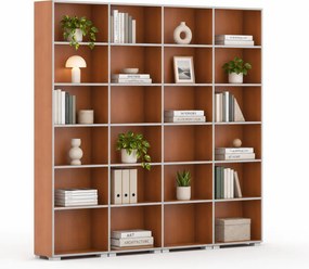 Biblioteka SILVER LINE, 4 kolumny, 2230 x 2400 x 400 mm, czereśnia