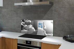 Panel szklany do Kuchni Schody do Drzwi w Chmurach