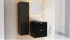 Szafka pod umywalkę WENA, ryflowane fronty, Willy, 80x60x47 cm, Czarna