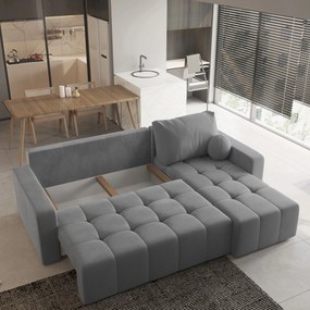 Masseno Narożnik VOLIRA z funkcją spania i pojemnikiem na pościel Narozniki L, Rozkładana sofa - Szary, KRONOS 15