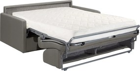 Kanapa 4-osobowa rozkładana typu express z weluru w kolorze antracytowymz siedziskiem z pianki z pamięcią kształtu - Powierzchnia spania 160 cm - Materac 18 cm CALIFE