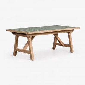 Stół Ogrodowy Prostokątny 200-260-320x100 Cm Rozkładany Z Drewna Akacjowego Dubai Ciemnozielony - Sklum