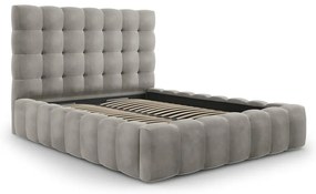 Jasnoszare tapicerowane łóżko dwuosobowe ze schowkiem i stelażem 160x200 cm Bali – Cosmopolitan Design