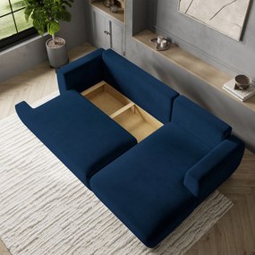 Masseno Narożnik SENTI z funkcją spania i pojemnikiem na pościel Narozniki L, Rozkładana sofa - Niebieski, KRONOS 09