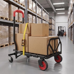 HOMCOM 2-w-1 wózek platformowy i wózek ręczny składany z kółkami skrętnymi, uchwytem, stalowy do 120 kg | Aosom PL