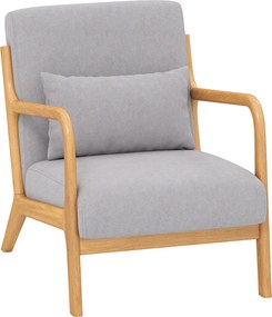 HOMCOM Elegancki Fotel Lounge z ramą drewnianą i tapicerką piankową, wygląd aksamitu, do salonu, sypialni, Szary