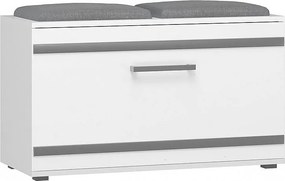 Szafka Opal | Biała | 85x35x45 cm | Szafka na buty z siedziskiem