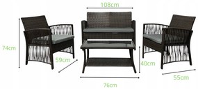 Zestaw mebli ogrodowych Solina NM-02, kolor naturalny, poduszki szare