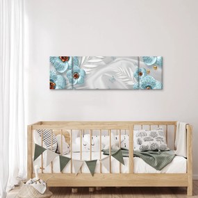 Obraz - 3D niebieskie kwiaty (170x50 cm)
