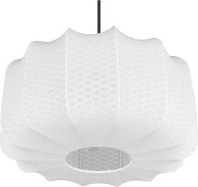 Biała metalowa lampa wisząca z tekstylnym kloszem ø 40 cm Madleine – Reality