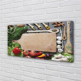Fotoobraz na płótnie Przyprawy na Drewnianej Desce