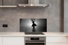 Panel szklany do Kuchni Portret Baletnicy na Szarym Tle