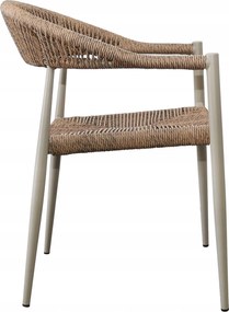 Krzesło Ogrodowe Beżowe 56x60x78 cm Plecione Sznurki Nowoczesne Wytrzymałe