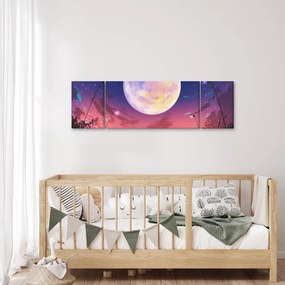 Obraz - Kobieta i pies w pełni księżyca (170x50 cm)