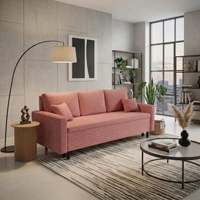Kanapa sofa 3 osobowa z funkcją spania LIVIA Różowy