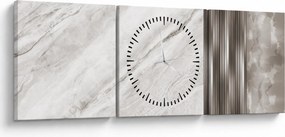 Obraz - Marmur ze srebrnymi liniami (z zegarem) (90x30 cm)