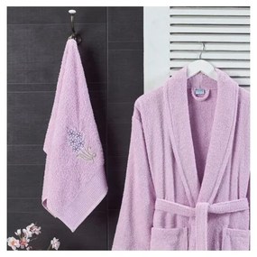 Jasnoróżowy bawełniany zestaw szlafroka i ręcznika w rozmiarze S/M – Mila Home