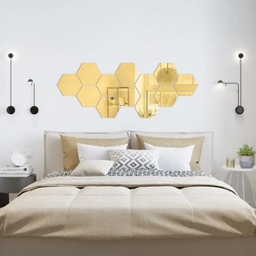 Zestaw naklejek na ścianę 12 szt. 17x20 cm Hexagons Gold – Ambiance