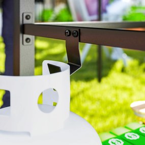 Outsunny Wózek Grillowy 2-poziomowy z Blatem, Półkami, Haczkami i Kółkami ze Stali Nierdzewnej, 102 x 56 x 81 cm | Aosom PL