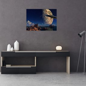 Obraz na szkle - Przybycie kosmitów (70x50 cm)