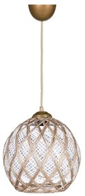 Biało-beżowa lampa wisząca z tekstylnym kloszem ø 22 cm – Opviq lights