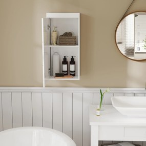 HOMCOM Szafka Łazienkowa Dwupoziomowa, montowana na ścianie, Płyta wiórowa, MDF, Biały