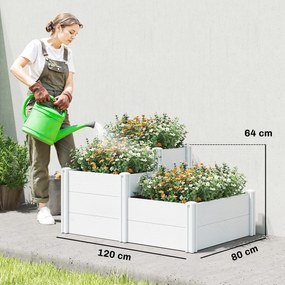 Outsunny Podwyższona Skrzynia Ogrodowa 3-poziomowa z Otwartym Dnem, Modułowe Ziołowe Łóżko DIY z Winylu | Aosom PL