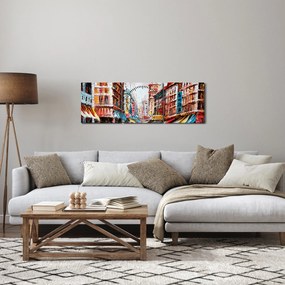 Obraz - Hong Kong, obraz olejny (z zegarem) (90x30 cm)