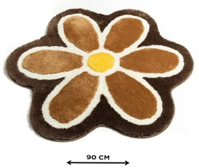 Brązowy dywanik łazienkowy ø 90 cm Flower – Foutastic