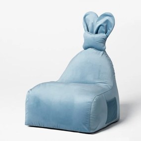 Duża niebieska pufa z velvetu FUNNY BUNNY