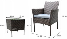 Komplet mebli ogrodowych dla 2 osób z technorattanu Alora NM04, kolor naturalny