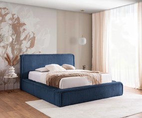 Granatowe nowoczesne łóżko tapicerowane 5 rozmiarów - Cordelio