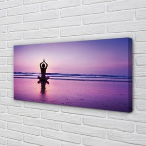 Fotoobraz na płótnie Kobieta Uprawiająca Jogę nad Morzem