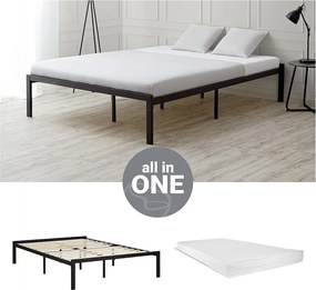 Łóżko 145x38x205 cm czarne