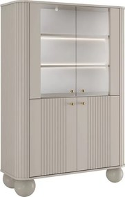 Witryna Vesper 103 cm czterodrzwiowa - kaszmir / złote uchwyty / nogi kule