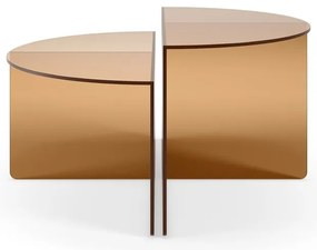 Brązowe szklane okrągłe stoliki zestaw 2 szt. ø 80 cm Velta – MOME