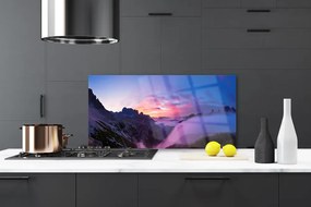 Panel Szklany do Kuchni Wschód Słońca w Zamglonych Szczytach