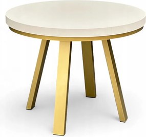 Stół rozkładany KASZMIR okrągły Ø110/310 cm nogi metalowe ZŁOTE maskownica
