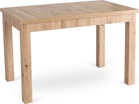 Zestaw Stół Prostokątny Rozkładany SKUBI 120-160 cm Dąb Artisan i 6 Krzeseł Tapicerowanych NEVEL Beżowych Skandynawskich