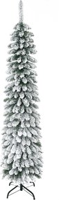 HOMCOM Sztuczna Choinka świąteczna, śnieżna, wąski design, ognioodporna, 180 cm, Zielony/Biały | Aosom PL