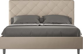 Łóżko bez stelaża tapicerowane 160x200 sztucznej skóry Szaro-beżowy Priya