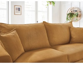 Musztardowa sztruksowa rozkładana sofa 225 cm Augustin – Bobochic Paris