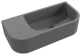 Umywalka betonowa wisząca / nablatowa półokrągła z półką bez otworu na baterię 65 x 30 cm LARMO | różne kolory : Kolor - Popielaty, Typ montażu - nablatowa