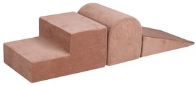 Beżowy aksamitny piankowy plac zabaw 3 szt. wysokość 30 cm 45x143 cm Montessori – Meowbaby