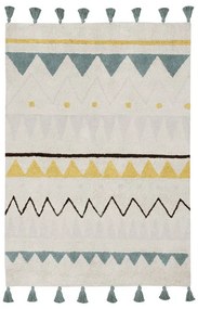 Kremowy bawełniany dywan dziecięcy tkany ręcznie odpowiedni do prania 140x200 cm Azteca Vintage Blue – Lorena Canals