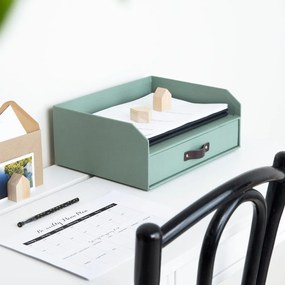 Zielony kartonowy organizer z szufladką/na dokumenty Walter Canvas Paper Laminate – Bigso