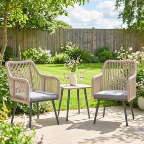 Outsunny Zestaw 2 krzeseł ogrodowych wodoodporny krzesła z podłokietnikami poduszkami rama metalowa nośność do 120 kg Jasnoszary | Aosom PL