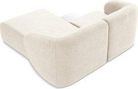 Beżowy narożnik z tkaniny szenilowej (prawostronny/z szezlongiem) Lani – Makamii