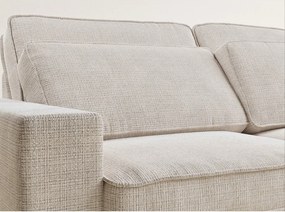 Kremowy narożnik z tkaniny szenilowej (prawostronny/w kształcie litery L) Kirou – Maison de Rêve